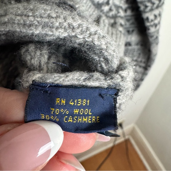 Polo Ralph Lauren Vintage  Gray fair isle Men's Sweater Cashmere wool Blend - Picture 5 of 9